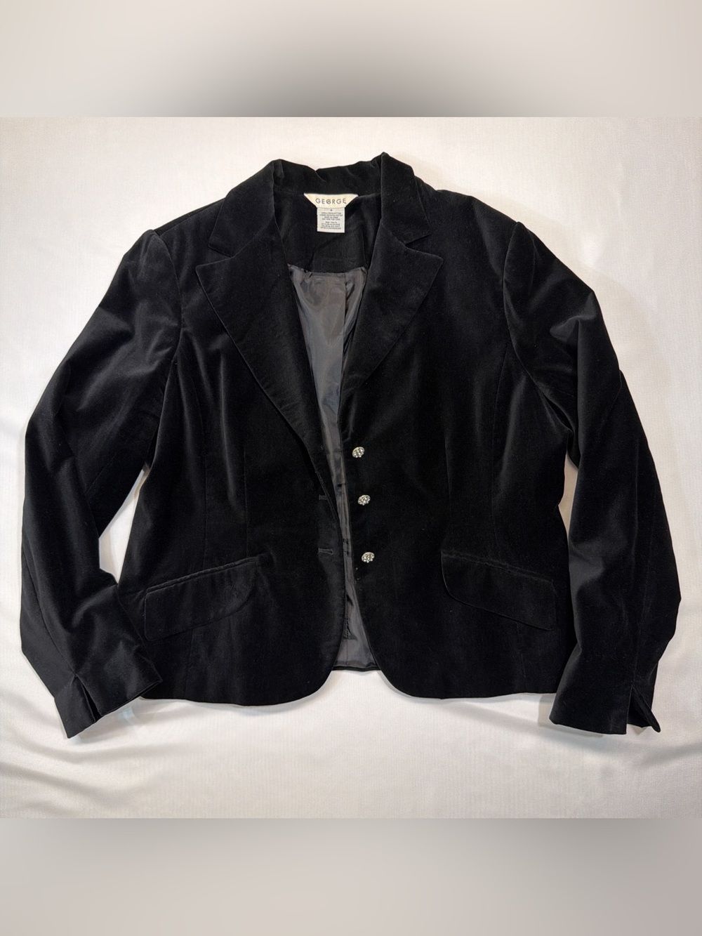 Women's Y2K George Black Velvet Blazer Jacket Size 18